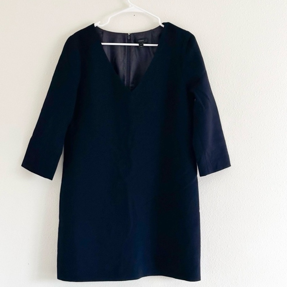 J. Crew Elegant Navy V-Neck Dress Size 10